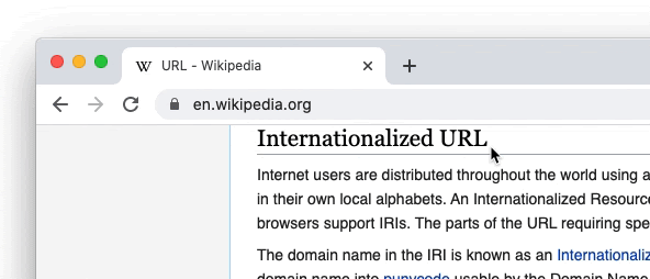 Example of domain showing instead of full URL