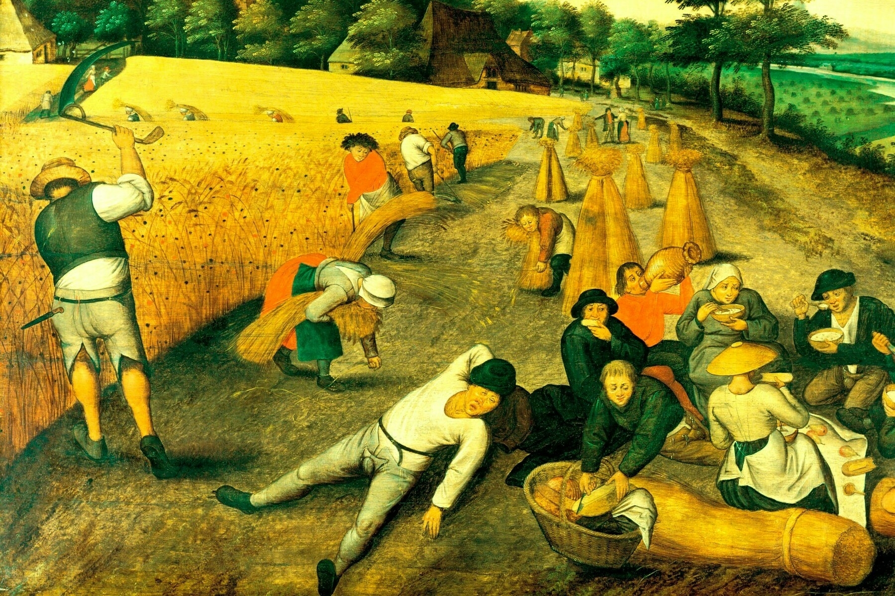 Peasants relaxing in a field / working