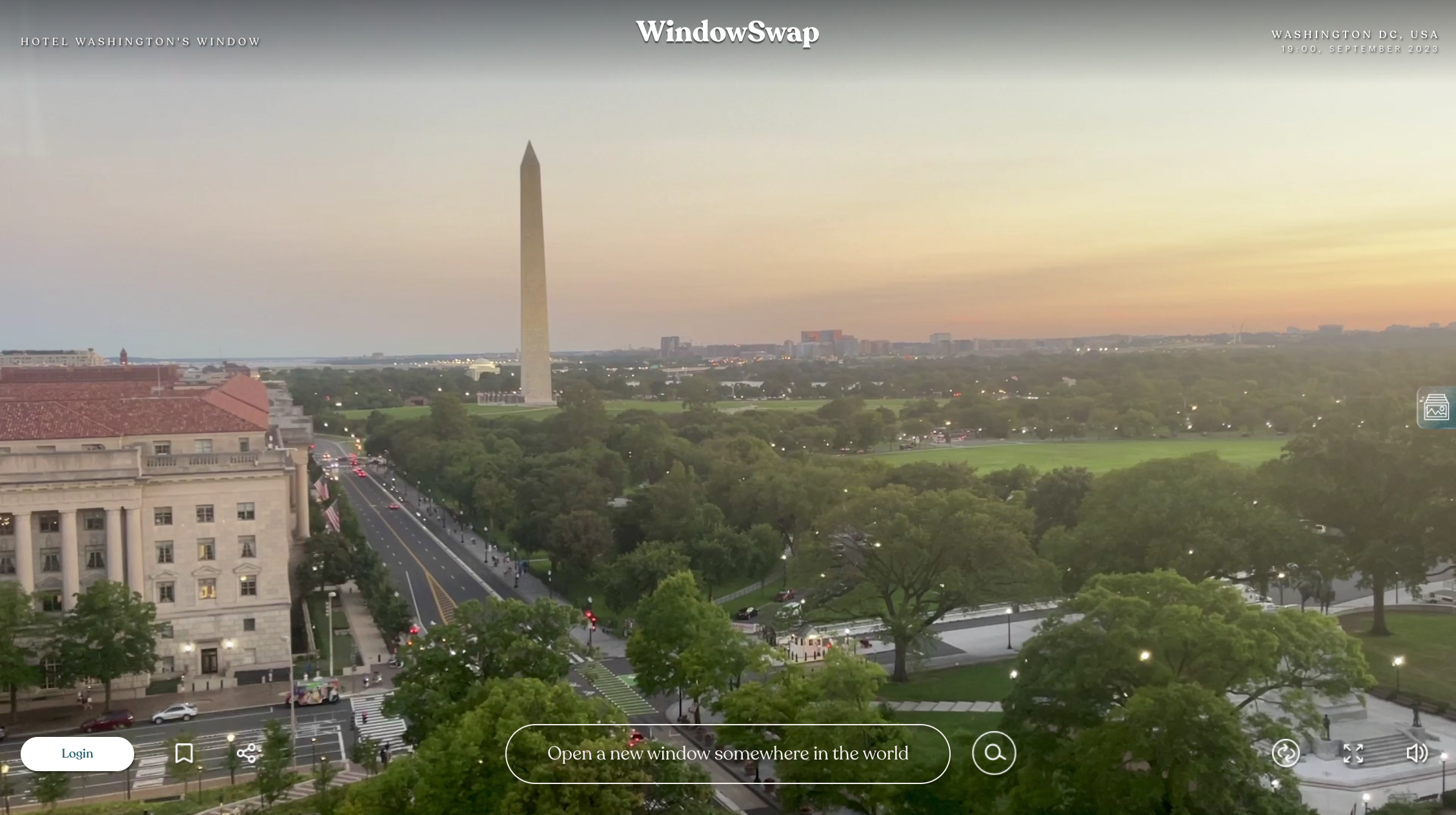 WindowSwap view of the Washington Monument